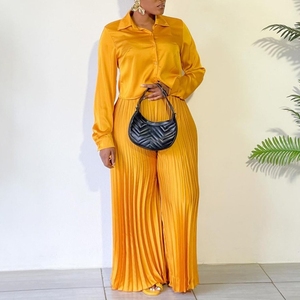 J8034 Set Due Pezzi <span class=keywords><strong>Elegante</strong></span> per <span class=keywords><strong>Donna</strong></span> <span class=keywords><strong>Taglie</strong></span> Forti, Stile Africano, Camicia Casual e Pantaloni a Gamba Larga con Pieghe - Product Image 2