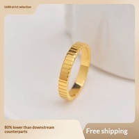 Cincin Gelombang Tipis Minimalis Gaya INS Eropa Amerika, Baja Anti Karat Berlapis Emas 18k Model JZ200