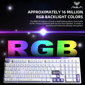 Clavier mécanique filaire USB AULA HERO99 à touches magnétiques remplaçables à chaud, RGB, rythme musical, taux de réponse 8K pour ordinateur - Product Image 3