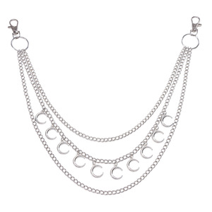 โซ่คาดเอวหลายชั้นลายพระจันทร์ โซ่โลหะสำหรับกางเกงยีนส์ ตกแต่งกางเกงเดนิม สไตล์ฮิปฮอป สตรีทแฟชั่น เครื่องประดับโซ่สำหรับกางเกง - Product Image 5