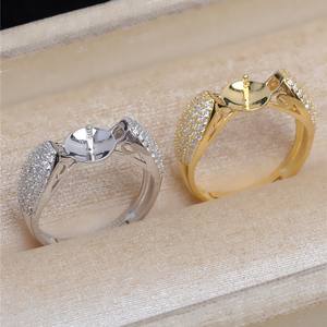 Anillo Abierto de Plata S925 con Circonita, Anillo Ajustable para Dedo de 3mm-6mm, JG5454, Accesorios de Plata para la Fabricación de Joyería - Product Image 2