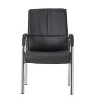 Chaise de visiteur de bureau en cuir avec accoudoirs, pour salle de réunion, usage professionnel, structure métallique