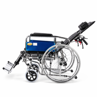 Fauteuil roulant inclinable en acier inoxydable à dossier haut, siège ergonomique en U, pneus en PU de 24 pouces, repose-pieds relevables, freins à main, QHC 608NGCJ1, garantie 3 ans