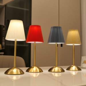 Small Pleated Table <b>Lamp</b> USB Rechargeable Nightstand <b>Lamp</b> Cordless Desk <b>Lamp</b> for Bedroom Living Room Home Office Decor - Product Image 1