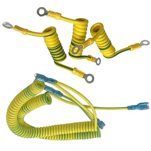 Cable espiral de PU para tierra, Cable espiral amarillo y verde, 1,5, 2,5, 4 y 6mm