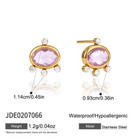 Boucles d'oreilles clous en acier inoxydable plaqué or 18 carats avec pavé de verre multicolore et multiforme effet écaille de tortue, cadeaux pour femmes