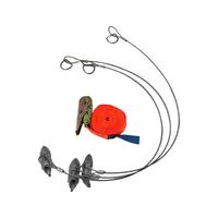 Kit d'ancrage au sol multi-points robuste, avec sangle en câble d'acier et sangle à cliquet pour la stabilisation de tentes, auvents, tonnelles et clôtures