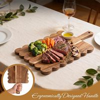 Planche à découper en bois d'acacia pour la cuisine, planche à découper ondulée pour légumes, fruits, viande, plateau de service pour barbecue et pique-nique, planche à découper en bois