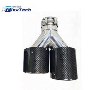 ปลายท่อไอเสียคู่ FlowTech SS304 คาร์บอนไฟเบอร์ พร้อมตาข่ายรังผึ้งด้านในและขอบม้วน สำหรับรถยนต์ทั่วไป – สีเงิน - Product Image 5