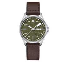 Hommes& # Montre automatique mécanique en acier inoxydable, série Aviation, montre militaire, bracelet en cuir de veau, série AVI-8