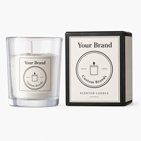 Bougie parfumée en verre transparent avec cire crème, boîte cadeau noire, marque personnalisée, vente en gros, OEM, ODM, fournisseur de marques privées