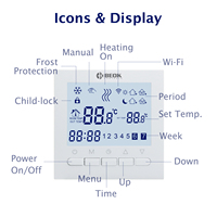 Termostato Inteligente WiFi para Caldera de Gas, Controlador de Temperatura de Calefacción Programable, Control Remoto por Aplicación Móvil, Bloqueo Infantil
