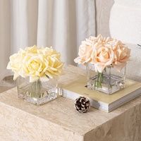 Arrangement floral personnalisé, roses en tissu de soie, fleurs artificielles, ensembles de vases en verre pour la décoration de la maison, de l'hôtel et des tables