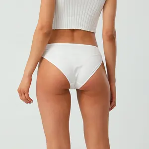 2021 yüksek kaliteli bayan Brazilen külot % 100 pamuk Oem iç çamaşırı kadın seksi nefes beyaz Bikini kısa Knickers