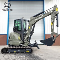 Mini-excavatrice FULCORE à couple élevé, conforme aux normes EPA, compacte, sur chenilles en caoutchouc, pour la rénovation des jardins, avec cabine