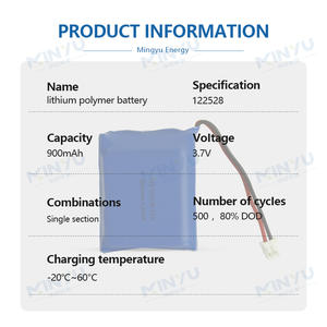 공장 맞춤형 3.7V/900mah 122528 마이크로 파우치 충전식 리튬 폴리머 배터리 팩 리튬 이온 배터리 팩 - Product Image 2