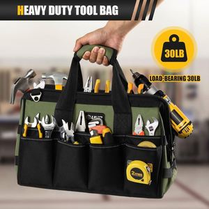 Sac à outils de plombier en polyester 900D vert olive, robuste, durable, prix compétitif, fabriqué en usine BSCI - Product Image 2