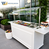 Présentoir de Buffet Mobile Minimaliste Moderne en Fer Forgé Personnalisé avec Logo sur Mesure pour Événements Extérieurs et Traiteur