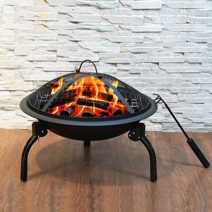 Portable Outdoor Fire Pit Heater 52cm Foldable Wood Burning Multifunctional <b>Grill</b> With <b>Mesh</b> Cover <b>For</b> Backyard Camping - Product Image 1