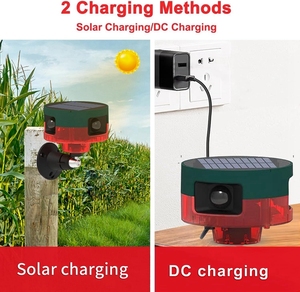 Hundebellgeräusche und Schussgeräusche unterstützen die Aufnahme von 13 Soundtypen, Stroboskoplichter, Solaralarm mit Bewegungssensor für den Außenbereich - Product Image 4
