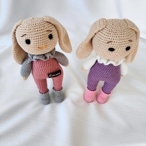 Poupée lapin au crochet personnalisée faite à la <span class=keywords><strong>main</strong></span> <span class=keywords><strong>en</strong></span> crochet doux animal Amigurumi jouet belle poupée lapin endormi tricotée pour cadeau de douche de bébé - Product Image 3