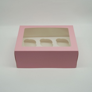 Cupcake Packaging <b>Box</b> Kraft Custom Clear Rectangle Cake <b>Box</b> for 6 Cup Cakes - Product Image 1