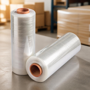 <b>Stretch</b> Film Pallet <b>Wrap</b> Transparent LLDPE Material Smooth Surface Industrial Use 8-25 Micron 20 Inch 1500ft Bulk Roll - Product Image 1