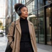 Headphone Nirkabel Chipset JL untuk Perjalanan, Kantor, Olahraga - Dapat Dilipat, Headband yang Dapat Disesuaikan, Penutup Telinga Lembut, Headset Beige dengan Mikrofon