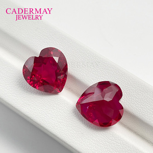 Сертификат AGL: рубин Red Lab, выращенный в лаборатории, 4-15 мм, огранка в форме сердца. # 5 красных синтетических рубинов с включениями, неоправленные камни - Product Image 2