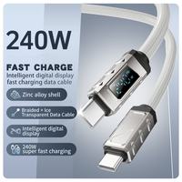 240W Eiskristall Digitales Schnellladekabel USB Geflochtenes PVC Zinklegierung TYP-C 1,5m Nylon-Ummantelung
