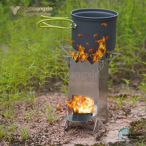 Stainless Steel Folding Rocket <b>Stove</b> Outdoor Camping Cooking Firewood Burner 1PC All Seasons Use - Product Image 5