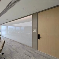 Porte intérieure de bureau en bois avec cadre en aluminium, insonorisée, design moderne, gain de place, porte de cloison pour bâtiment commercial
