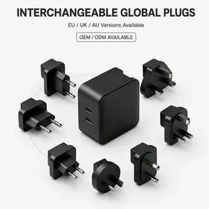 Cargador Premium GaN 5.0 de 65W PD <span class=keywords><strong>3.0</strong></span> con Carga Rápida, Doble Puerto Tipo-C y Cable Retráctil, Certificado CE y UKCA para Viajes - Product Image 1