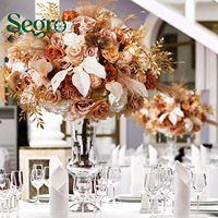 Nouveauté, rose artificielle en soie blanche de luxe de haute qualité 5D, boule de fleurs de 60 cm, centre de table et décorations de table pour mariage