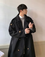 Manteau en laine mi-long pour homme, adapté à l'automne et à l'hiver, style anglais, longueur genoux, manteau long pour homme