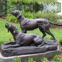 Arte moderno Ideal para exteriores, estatua de perro, esculturas de animales de metal para jardín