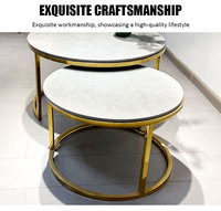 Meubles de maison rustiques noir blanc nidification petite table basse moderne ronde de luxe en marbre nordique pour salon