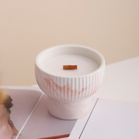 Bougeoir d'aromathérapie grande tasse de luxe français Bougeoir à cylindre vide motif marbre céramique