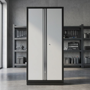 Armoire de rangement pour vêtements FERVI, meuble de chambre minimaliste autoportant à 2 portes, pliable, capacité de 300 kg, pour la maison ou l'appartement - Product Image 2