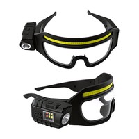 Lampe frontale rechargeable 600 mAh avec capteur LED, phare COB, lumière de travail et voyant d'avertissement rouge-bleu, lunettes de sécurité mains libres