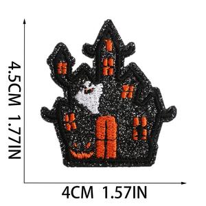 Personalizzazione all'ingrosso di Halloween <span class=keywords><strong>gatto</strong></span> fantasma casa stregata con paillettes <span class=keywords><strong>ricamo</strong></span> toppe stiratura fai da te cappelli di Jeans piumini - Product Image 2