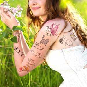 Nuovo adesivo per tatuaggio farfalla gatto colorato impermeabile ed ecologico adesivo per tatuaggio temporaneo - Product Image 4