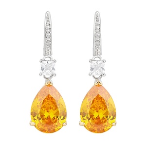 2026 New High Quality Jewelry Eco-friendly Copper Pear Cut 10*14mm Yellow Zircon Drop <b>Earrings</b> for Refined Daily Wear - Product Image 1