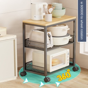 Rack en fer multifonctionnel à roulettes sur pied pour la vaisselle Organisateur de cuisine domestique Épices - Product Image 4