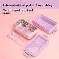 Neue Zweistöckige Edelstahl-Thermo-Lunchbox Bento-Box mit Besteck Große Kapazität Versiegelter Deckel Wärmeerhaltend Stapelbare Behälter