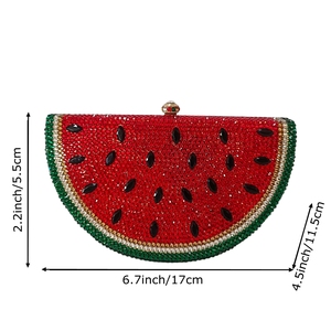 Women Stylish Watermelon Rhinestones Evening Bag Dazzling Crystal Clutch Purse Shine for Party Beach Cocktail - Product Image 2