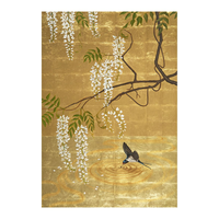 Papier peint floral doré, oiseaux peints à la main, chinoiserie, pivoine, magnolia, papier peint pour la décoration intérieure de villas haut de gamme, chambre à coucher