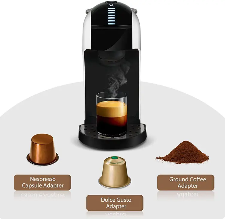 5 में 1 नई स्टेनलेस स्टील कॉफी मशीन पूरी तरह से स्वचालित कॉफी निर्माता इटैलियन इलेक्ट्रिक पोर्टेबल एस्प्रेसो