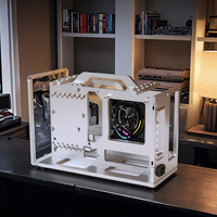 Socooler E-Sports Hotel, gabinete para juegos de PC, Mini Torre ITX, estante de aluminio RTX 3070 GPU, Panel lateral, ventana, aire, refrigeración por agua