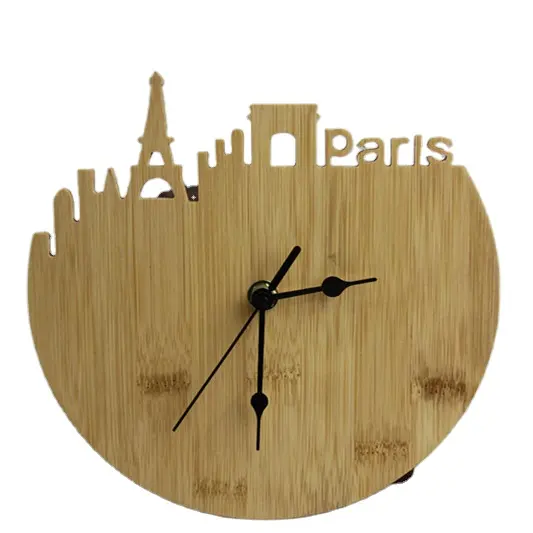 Bambú Natural Reloj de pared de madera de diseño personalizado